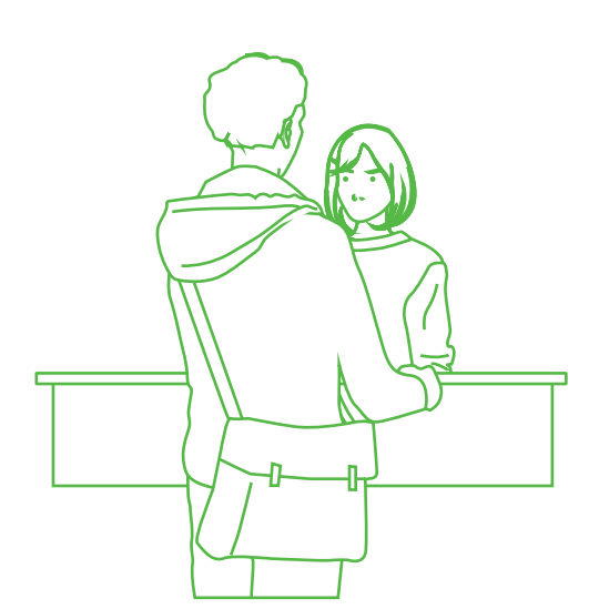 Illustration d'une personne énervée à un guichet